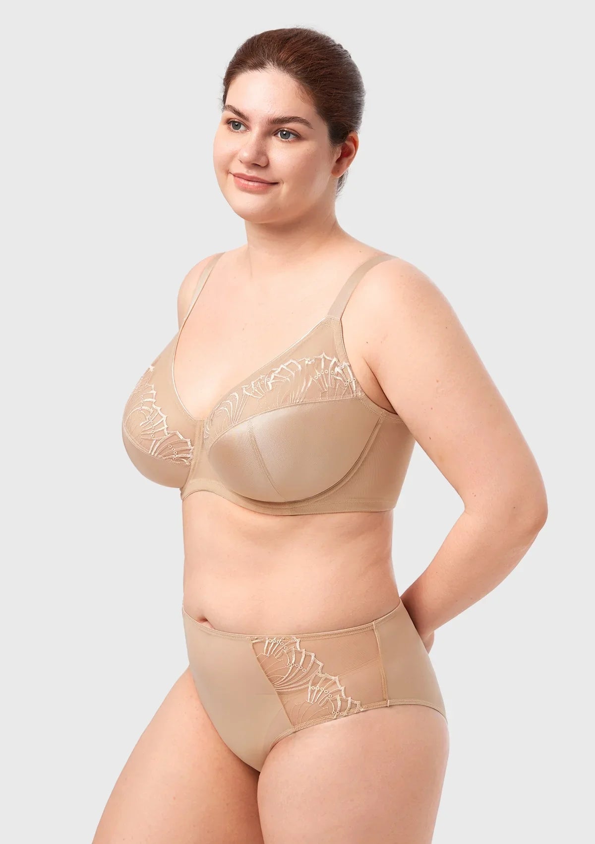 HSIA Pearl Shimmer Light Beige Unlined Plus Size Full Coverage Underwire Comfortable Bra
