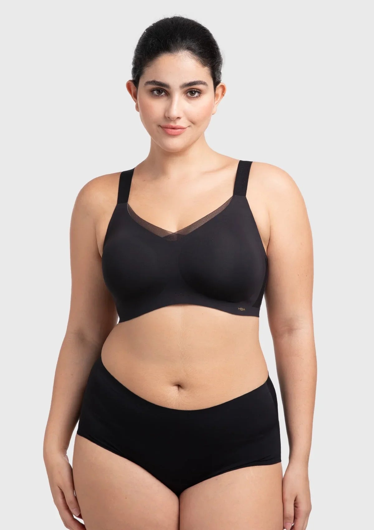 Songful Plus Size Seamless Wireless Supportive Full Coverage Mesh Crossover Bra