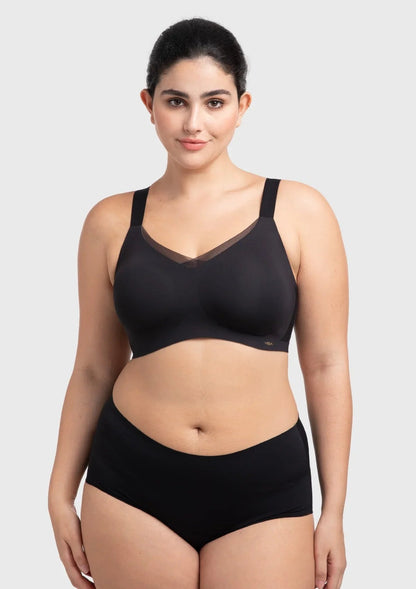 Songful Plus Size Seamless Wireless Supportive Full Coverage Mesh Crossover Bra