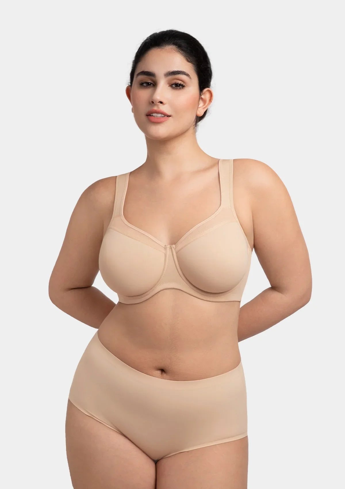 HSIA Alina Full Coverage Underwire Bra Plus Size Supportive Unlined Adjustable Strap Comfort Fit T-Shirt Style