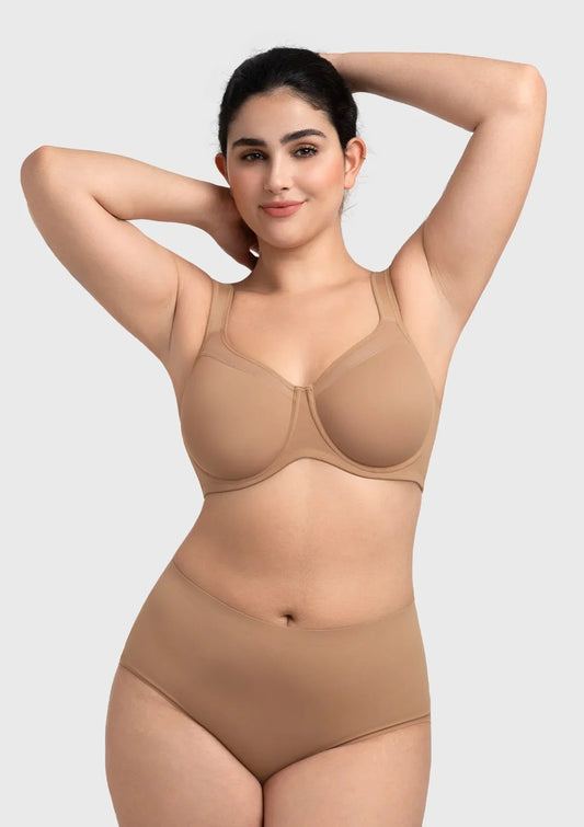 HSIA Alina Full Coverage Underwire Bra Plus Size Supportive Unlined Adjustable Strap Comfort Fit T-Shirt Style