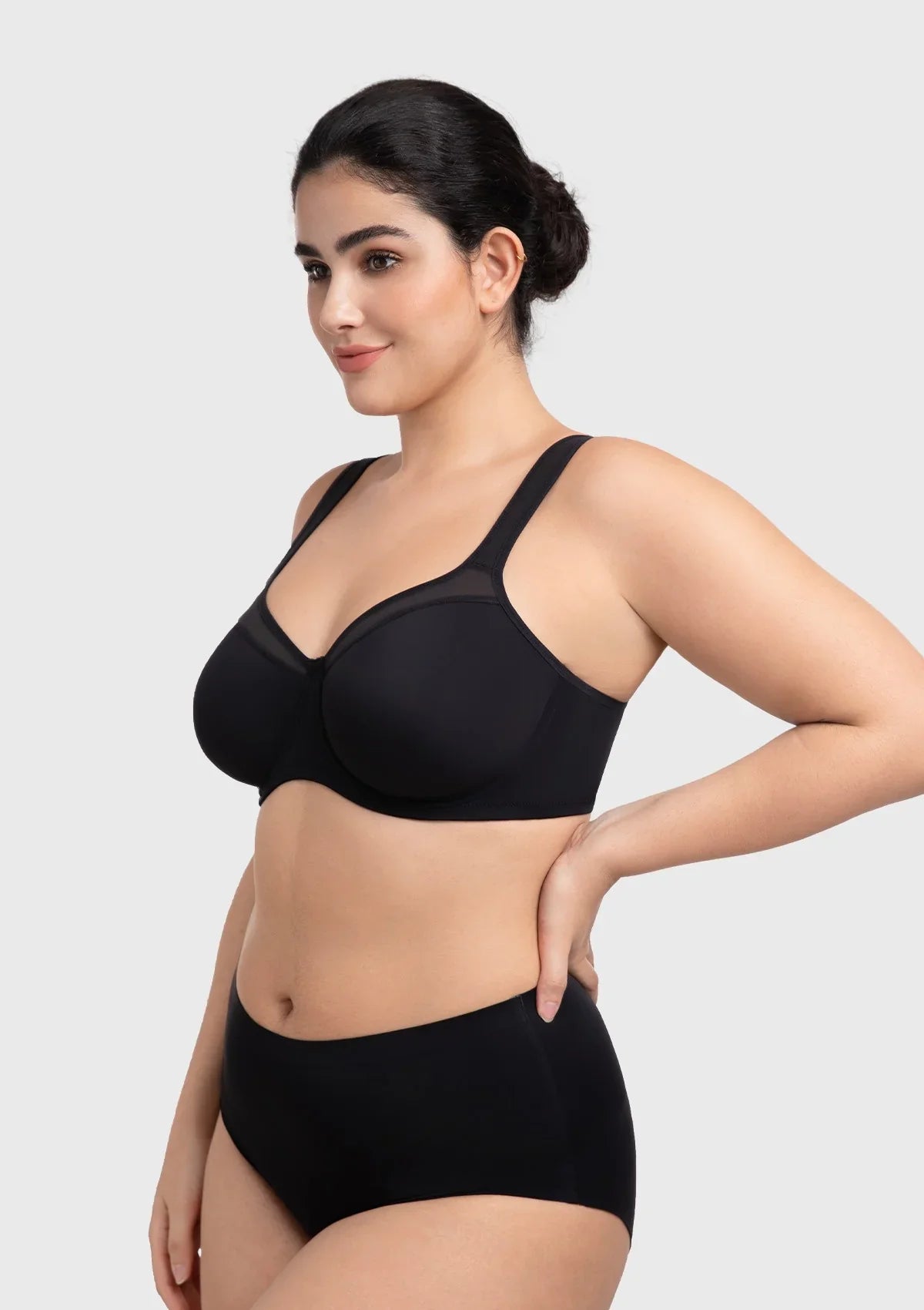 HSIA Alina Full Coverage Underwire Bra Plus Size Supportive Unlined Adjustable Strap Comfort Fit T-Shirt Style