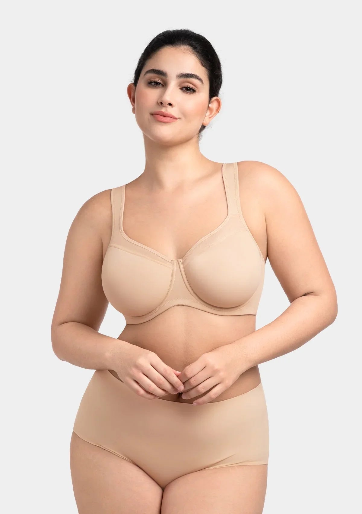 HSIA Alina Full Coverage Underwire Bra Plus Size Supportive Unlined Adjustable Strap Comfort Fit T-Shirt Style