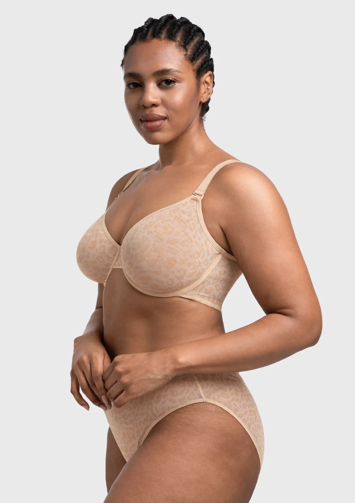HSIA Leopard wild Unlined Plus Size Breathable Soft Mesh No Padding Underwire Bra
