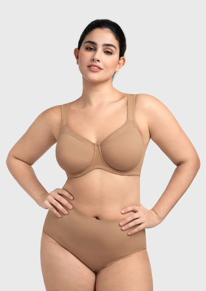 HSIA Alina Full Coverage Underwire Bra Plus Size Supportive Unlined Adjustable Strap Comfort Fit T-Shirt Style