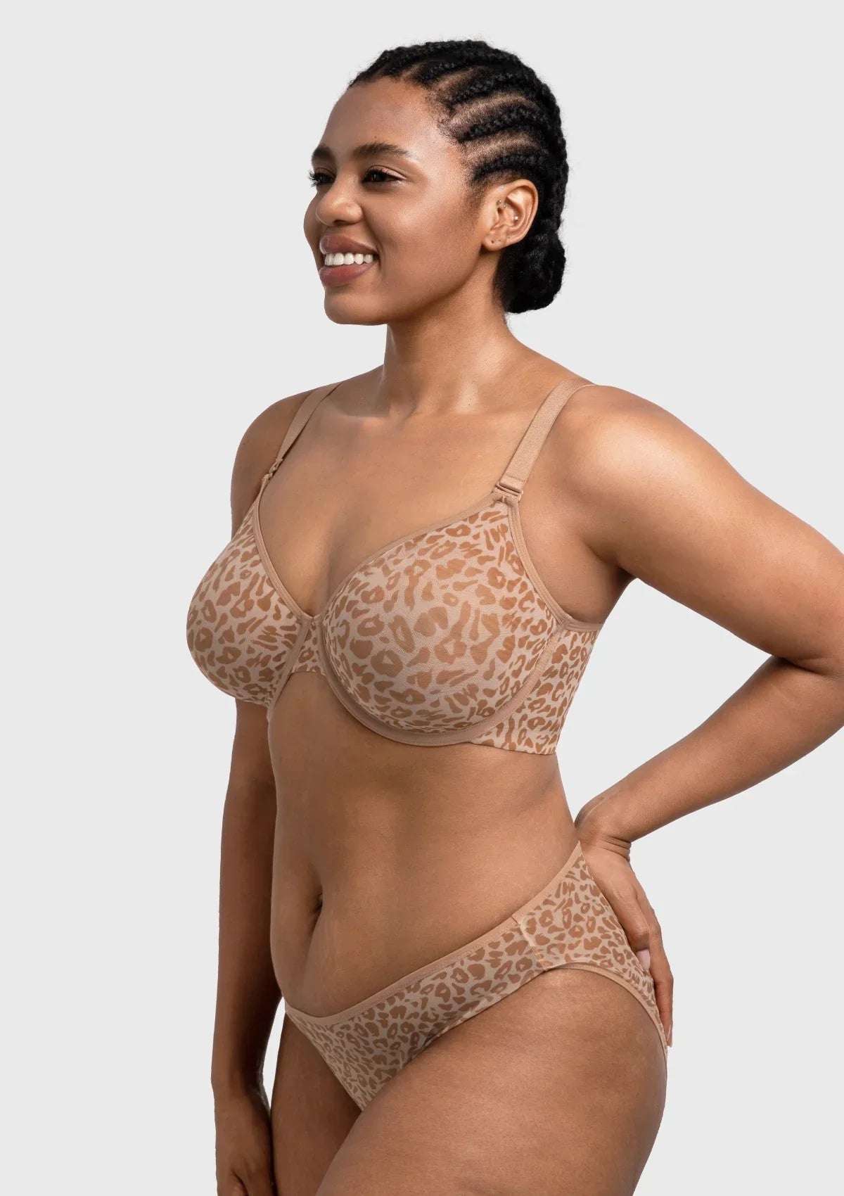 HSIA Leopard wild Unlined Plus Size Breathable Soft Mesh No Padding Underwire Bra