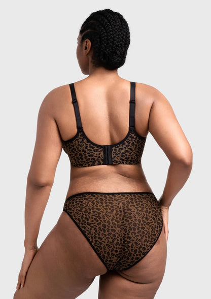 HSIA Leopard wild Unlined Plus Size Breathable Soft Mesh No Padding Underwire Bra