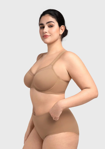 HSIA Alina Full Coverage Underwire Bra Plus Size Supportive Unlined Adjustable Strap Comfort Fit T-Shirt Style