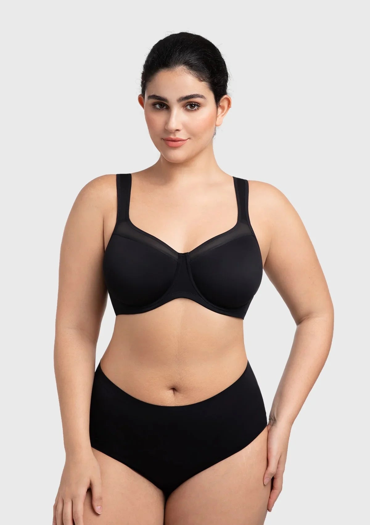 HSIA Alina Full Coverage Underwire Bra Plus Size Supportive Unlined Adjustable Strap Comfort Fit T-Shirt Style