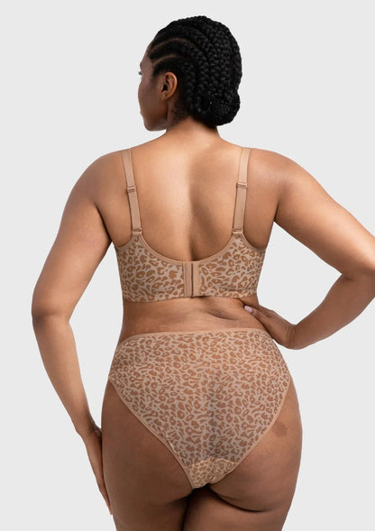 HSIA Leopard wild Unlined Plus Size Breathable Soft Mesh No Padding Underwire Bra