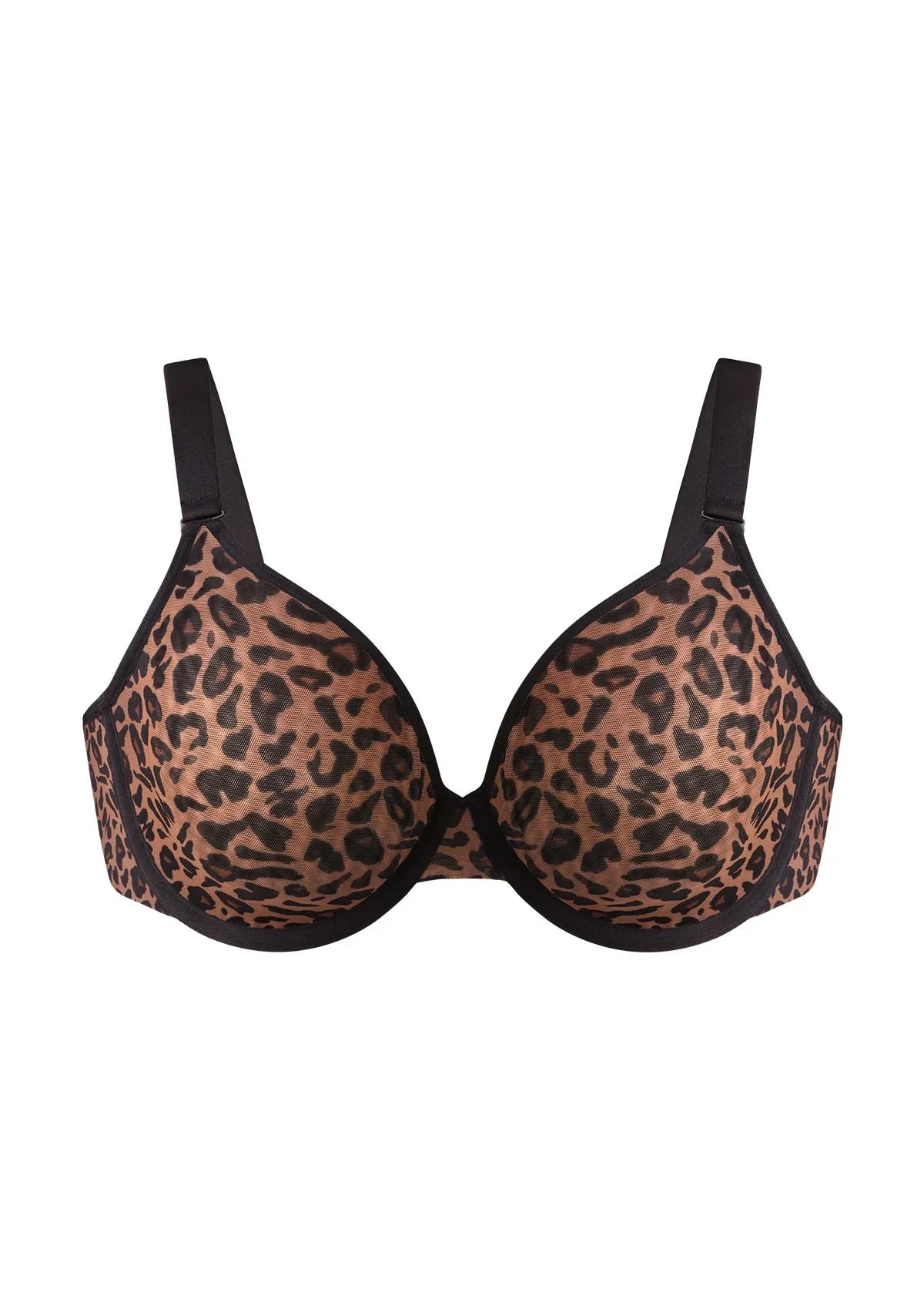 HSIA Leopard wild Unlined Plus Size Breathable Soft Mesh No Padding Underwire Bra