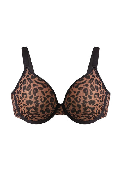 HSIA Leopard wild Unlined Plus Size Breathable Soft Mesh No Padding Underwire Bra