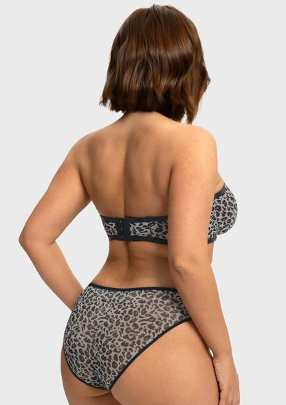 Leopard Unlined Strapless Minimizer Bra