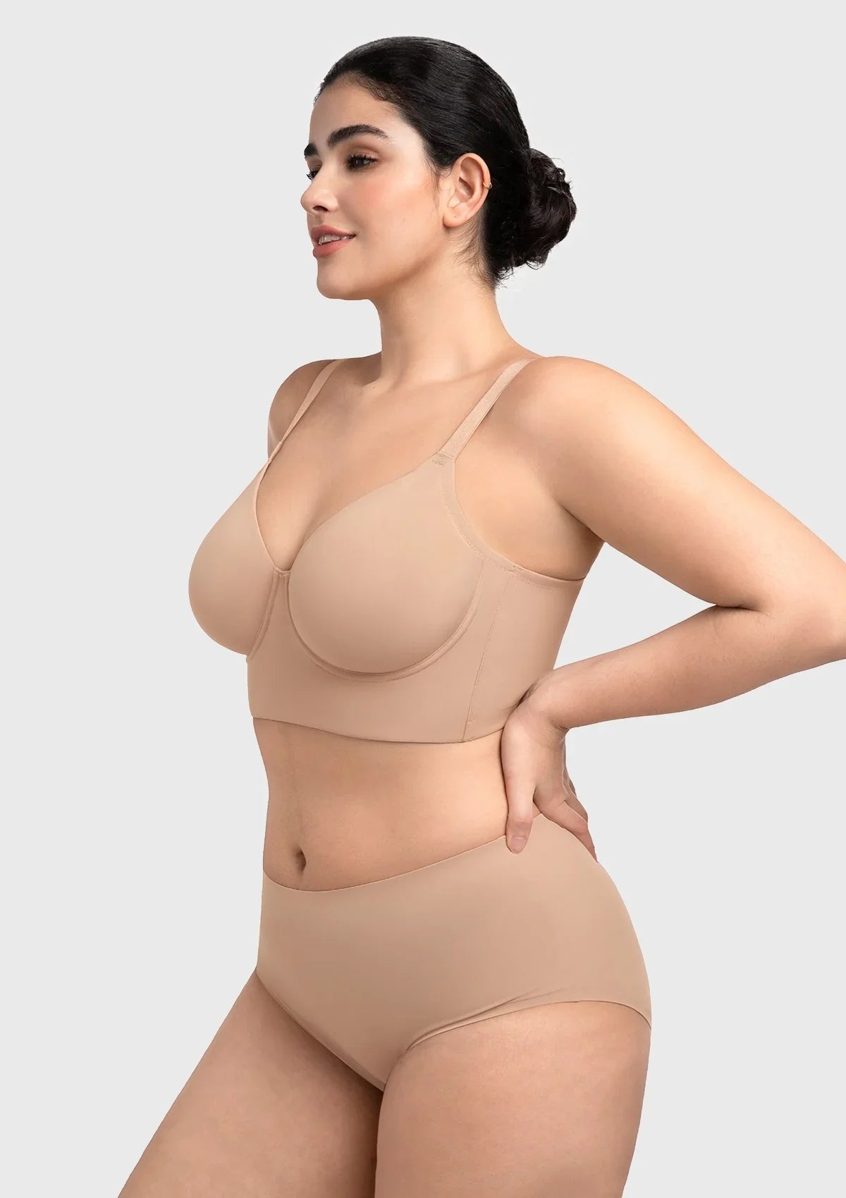 HSIA Delia Plus Size Lightly Padded Seamless Full Coverage Underwire Longline T-Shirt Bra for Fuller Bust