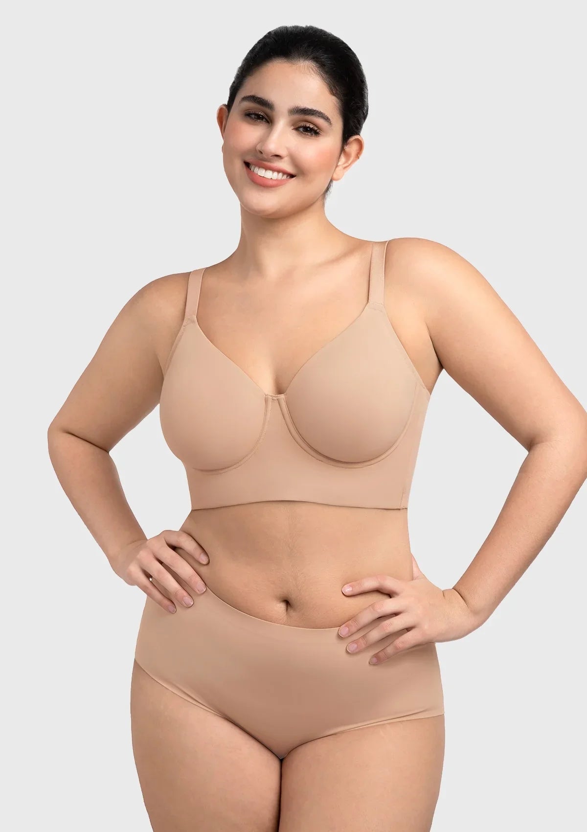 HSIA Delia Plus Size Lightly Padded Seamless Full Coverage Underwire Longline T-Shirt Bra for Fuller Bust