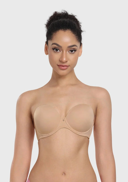 Seamless Lightly Lined Full Coverage Underwire Strapless Bra