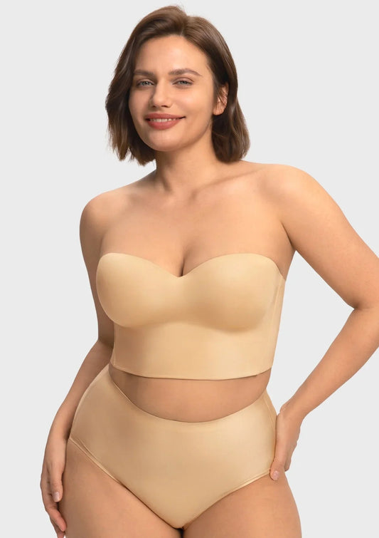 Smooth Satin Longline Strapless Corset Bra