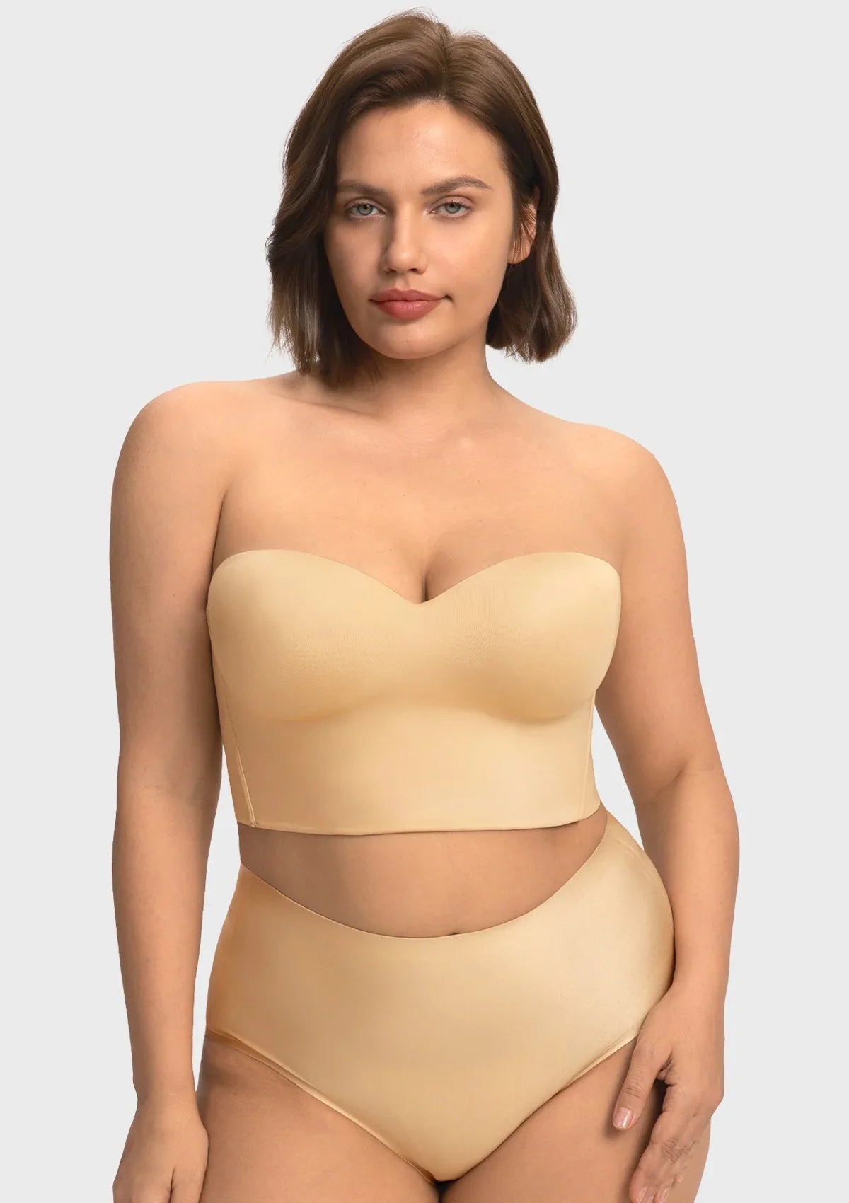 Smooth Satin Longline Strapless Corset Bra