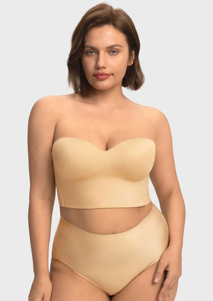 Smooth Satin Longline Strapless Corset Bra