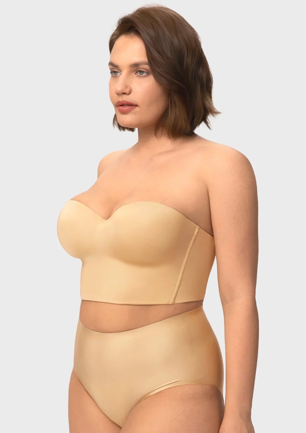 Smooth Satin Longline Strapless Corset Bra